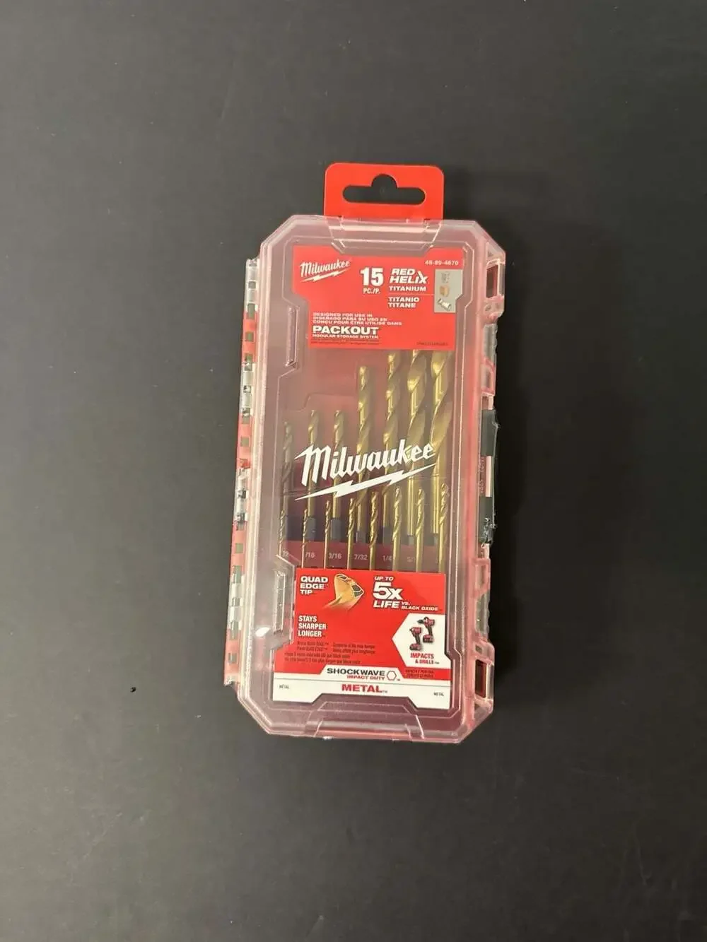 Milwaukee 48-89-4670 SHOCKWAVE Impact Duty RED HELIX Titanium Drill Bit Set - 15 - Picture 1 of 3